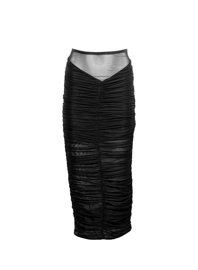 Fleur Du Mal Ruched Midi Skirt In Black