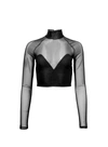 Fleur Du Mal Mesh Mock-neck Crop Top In Black