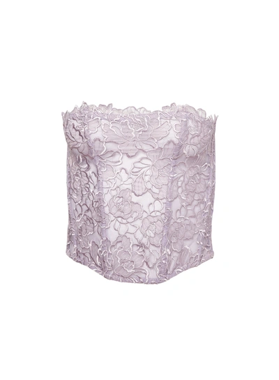 Fleur Du Mal Whitney Floral Embroidery Corset In Thistle