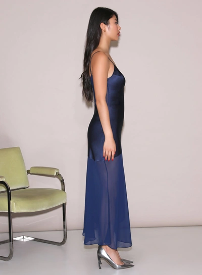 Fleur Du Mal Chiffon & Satin Slip In Caspian Blue