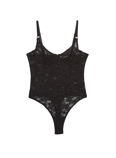 Fleur Du Mal Le Stretch Lace Bodysuit In Black