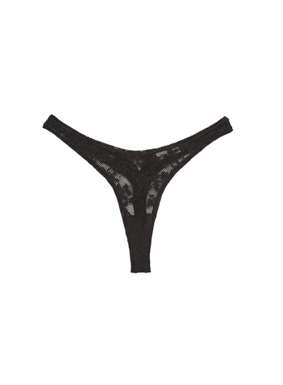 Fleur Du Mal Le Stretch Lace Thong In Black