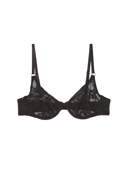 Fleur Du Mal Le Stretch Lace-embroidery Bra In Black