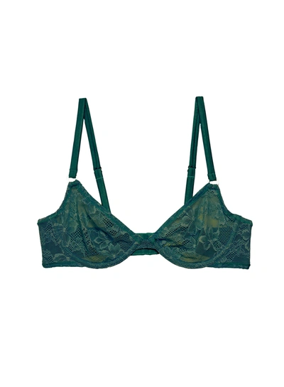 Fleur Du Mal Le Stretch Lace Demi Bra In Evergreen