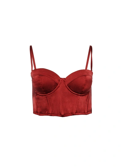 Fleur Du Mal Cropped Hamptons Bustier Top In Cinnamon