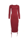 Fleur Du Mal Knit Lace Up Midi Dress In Cinnamon