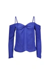 Fleur Du Mal Georgette Cold Shoulder Top In Electric Blue
