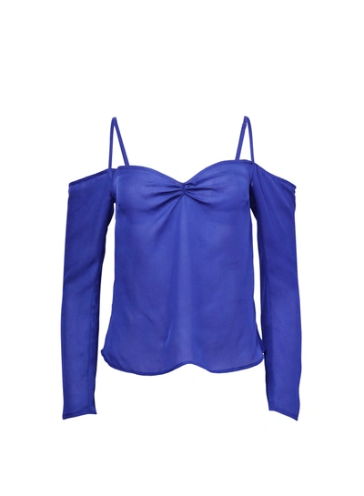 Fleur Du Mal Georgette Cold Shoulder Top In Electric Blue