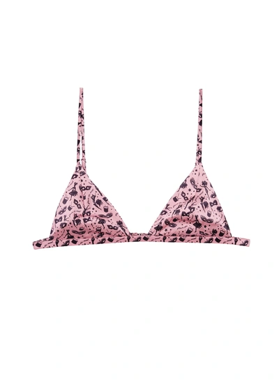 Fleur Du Mal Luxe Triangle-cup Bra In Carnival Print