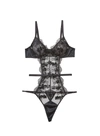 Fleur Du Mal Sequin Violet Embroidery Bodysuit In Black