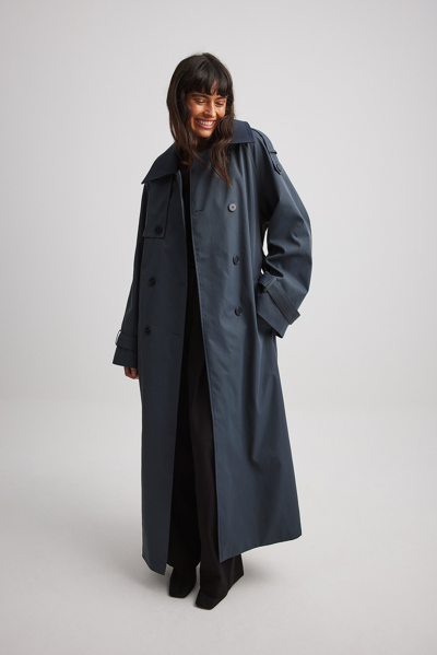 Picked By Hanna Schönberg Oversized Trench Coat Blue In Dark Slate