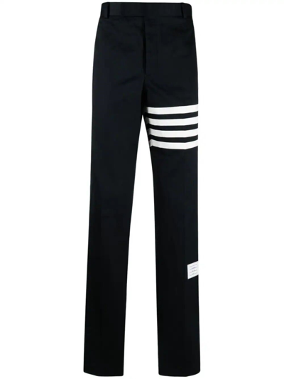 Thom Browne Navy Unconstructed 4-bar Seamed Chino Trousers In Blue