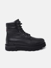 MONCLER PEKA BLACK LEATHER LACE-UP BOOTS