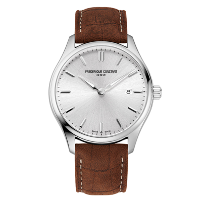 Frederique Constant Men's Classics Quartz Stainless Steel Watch In Brown / Silver
