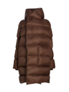Rick Owens Hooded Quilted Shell Down Coat In Brown