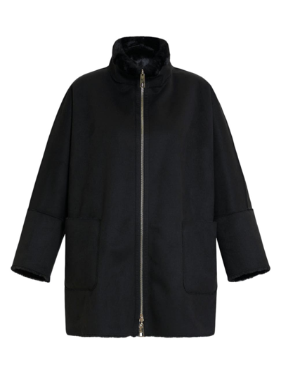Marina Rinaldi Women's Plus Size Mr Sport Eccelso Reversible Faux Suede Jacket In Black