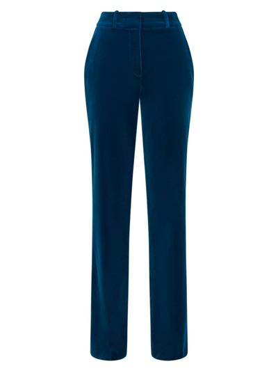 Reiss Ivy Mid-rise Flared-leg Velvet Trousers In Blue