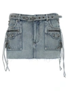 Balenciaga Distressed Denim Mini Skirt Fringes Edge