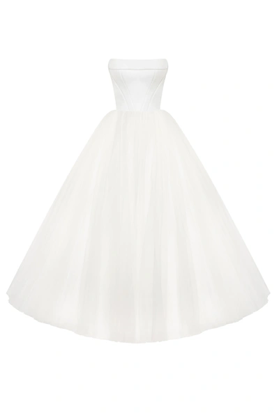 Milla Spectacular Tulle Evening Co-ord Set With Statement Long Gloves, Xo Xo In White