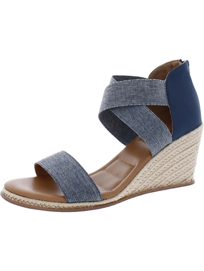 Me Too Gilly 15 Womens Metallic Stretch Wedge Heels In Blue