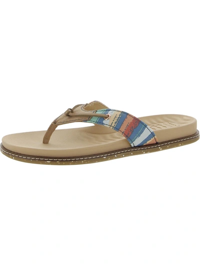 Sperry Seafish Womens Leather Slip On Thong Sandals In Multi