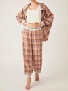 FREE PEOPLE FALLIN' FOR FLANNEL LOUNGE PANTS IN TAN COMBO