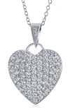 Bling Jewelry Romantic Elegant Large Pave Cubic Zirconia Cz Puff Heart Shape Pendant Necklace For Women Teen .925 In Clear