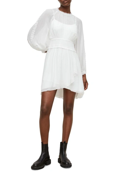 Allsaints Thallo Frill Mini Dress In Off White