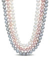 Delmar Triple Strand Multicolor Freshwater Pearl Necklace In White Multicolor