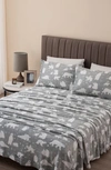 Woven & Weft Printed Plush Velour Sheet Set In Grey Polar Bears