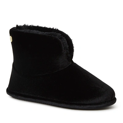 Dearfoams Women's Sara Shiny Velour Bootie Slippers In Black