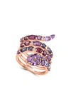 Effy 14k Rose Gold Gemstone & Diamond Snake Ring In Rose Gold/ Multi