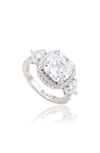 Suzy Levian Sterling Silver Cushion Cut Cz Halo Bridal Ring In White