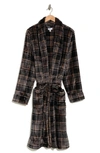 Nordstrom Rack Patterned Plush Robe In Black Highland Plaid