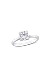 Delmar Sterling Silver Round Lab Created White Sapphire Solitaire Ring In Silver
