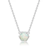 Nicole Miller Sterling Silver Round Gemstone Hexagon Stationary Pendant Necklace On 18 Inch Chain In Multi