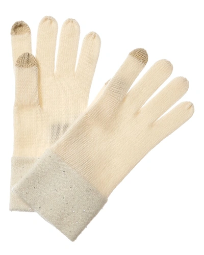 Sofiacashmere Sequin Cashmere Gloves In White