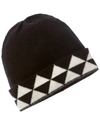 Phenix Triangle Jacquard Cuffed Cashmere Hat In Black