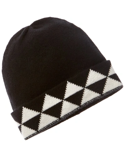 Phenix Triangle Jacquard Cuffed Cashmere Hat In Black