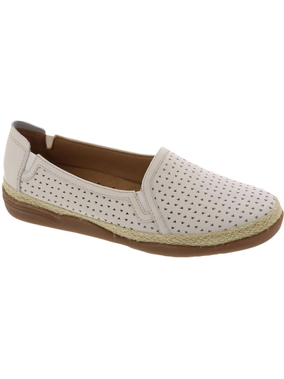 Clarks Elaina Ruby Womens Laceless Leather Loafers In White