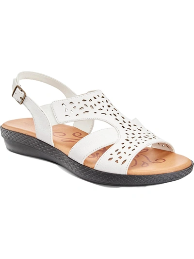 Easy Street Bolt Womens Faux Leather Flat Flat Sandals In White