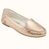 JACK ROGERS MILLIE SHERPA LINED MOCCASINS IN ROSE GOLD LEATHER