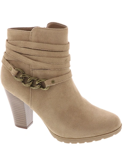 White Mountain Sammuel Womens Pull On Faux Suede Booties In Beige