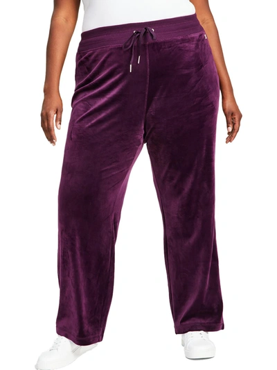 Calvin Klein Plus Womens Stretch Pull On Wide Leg Pants In Purple