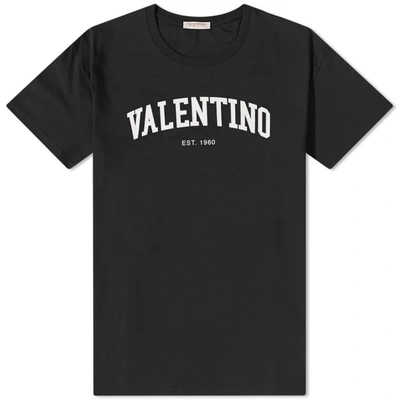 VALENTINO LOGO SHORT SLEEVES CREW NECK T-SHIRT IN BLACK