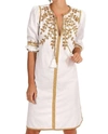 Gretchen Scott Hand Embroidered Cotton Cleopatra Dress In White/gold In Multi