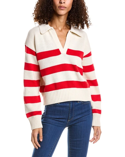 Dress Forum Triple Stripe Collared Sweater In Red
