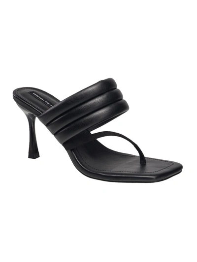 French Connection Valerie Womens Vegan Leather Slip On Heel Sandals In Black
