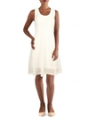 SIGNATURE BY ROBBIE BEE PETITES WOMENS LACE SLEEVELESS FIT & FLARE DRESS