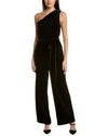 Anne Klein One-shoulder Velvet Jumpsuit In Black